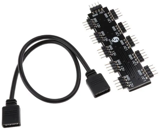 Alt view image 7 of 7 - Motherboard RGB Fan Hub Splitter Controller 4Pin 12V for PC Computer Case