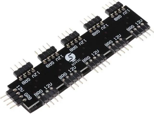 Alt view image 3 of 7 - Motherboard RGB Fan Hub Splitter Controller 4Pin 12V for PC Computer Case