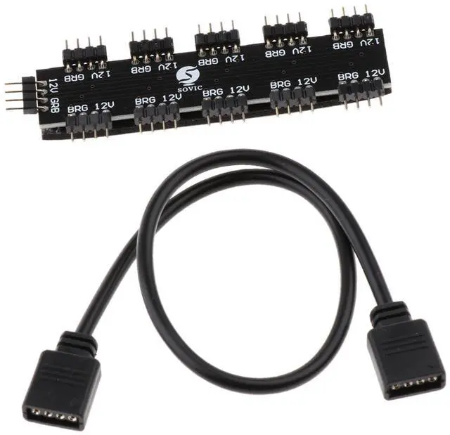 Alt view image 6 of 7 - Motherboard RGB Fan Hub Splitter Controller 4Pin 12V for PC Computer Case