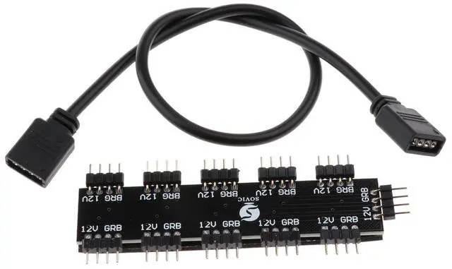 Alt view image 2 of 7 - Motherboard RGB Fan Hub Splitter Controller 4Pin 12V for PC Computer Case