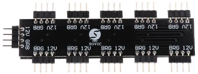 Alt view image 5 of 7 - Motherboard RGB Fan Hub Splitter Controller 4Pin 12V for PC Computer Case