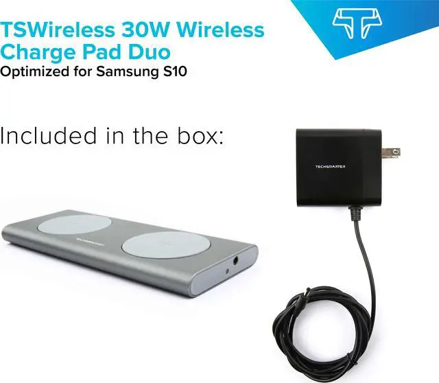 Alt view image 7 of 7 - Techsmarter 15W Fast Charging Dual Wireless Charger Pad For iPhone 15, 14, 13, 12, 11, XS, XR, X Samsung Galaxy S23, S22, S21, S20, S10, AirPods, Note, LG ThinQ