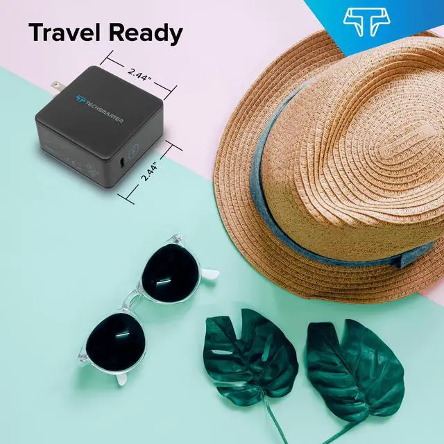 Alt view image 6 of 8 - Techsmarter 60W USB-C PD Laptop Wall Charger Compatible with iPhone 15, 14, 13, 12, 11, XS, XR, iPad Air/Pro, MacBook Air/Pro, Samsung S23, S22, S21, S20, S10, Androids