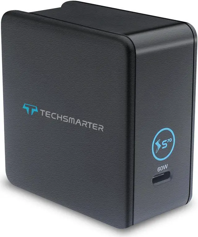 Main image of Techsmarter 60W USB-C PD Laptop Wall Charger Compatible with iPhone 15, 14, 13, 12, 11, XS, XR, iPad Air/Pro, MacBook Air/Pro, Samsung S23, S22, S21, S20, S10, Androids