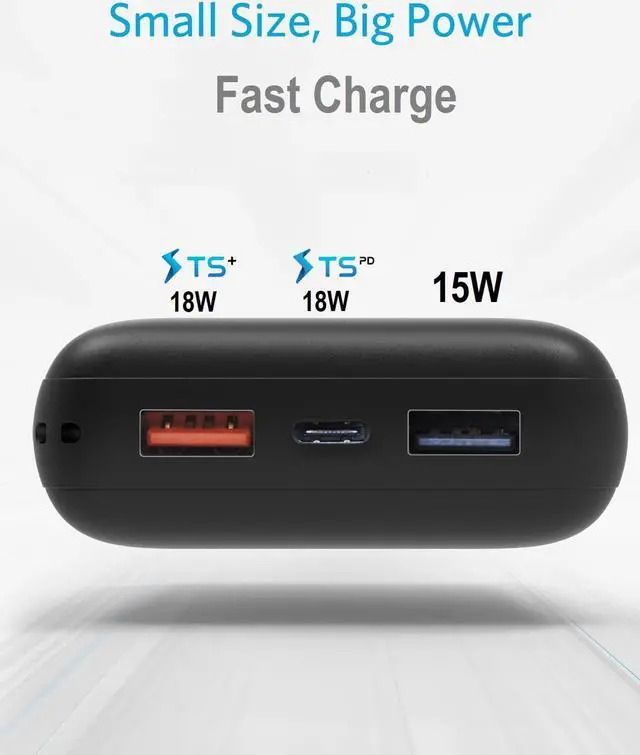 Alt view image 6 of 7 - Techsmarter 20,000mAh PD USB C Portable Charger (18W), High-Capacity Power Delivery Power Bank Compatible with iPhone 11/X/XS/XR/8, Samsung S8/S9/S10, iPad and More