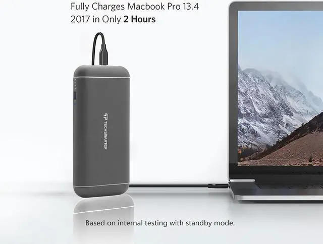 Alt view image 4 of 7 - Techsmarter 20100mAh 60W Power Delivery Hybrid Power Bank and USB-C Hub. External Battery Portable Phone Charger Compatible with iPhone, iPad Air/Pro, MacBook Air/Pro, Samsung, Chromebook