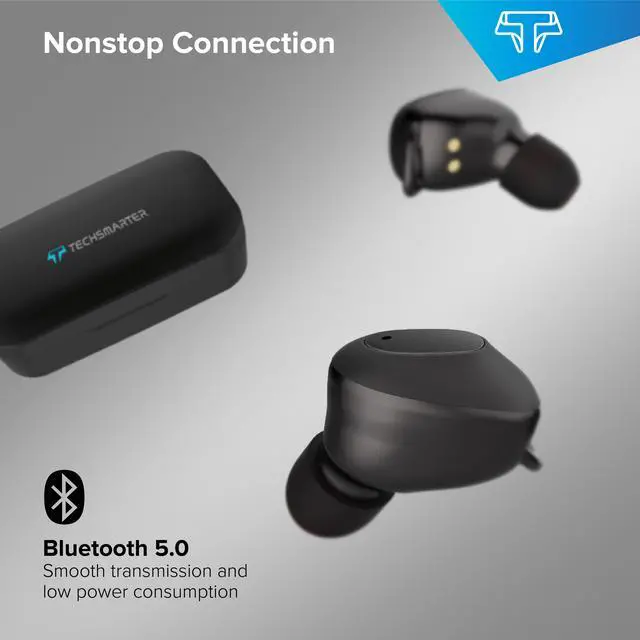 Alt view image 5 of 7 - Techsmarter Wireless Earbuds, IPX5 Waterproof True Wireless Stereo Bluetooth Headphones with 2600mAh Charging Case for Sport & Exercise. Compatible with Android iOS iPhones Galaxies