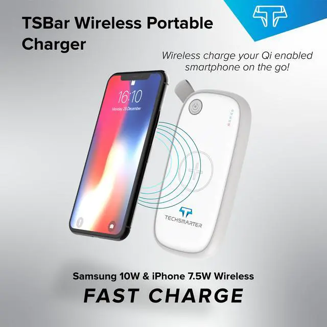 Alt view image 4 of 7 - Techsmarter 10000mAh Waterproof and Wireless Charging 18W PD USB C Portable Charger Power Bank, Compatible with iPhone 15, 14, 13, 12, 11, Samsung S23, S22, S21, S20, S10, Note