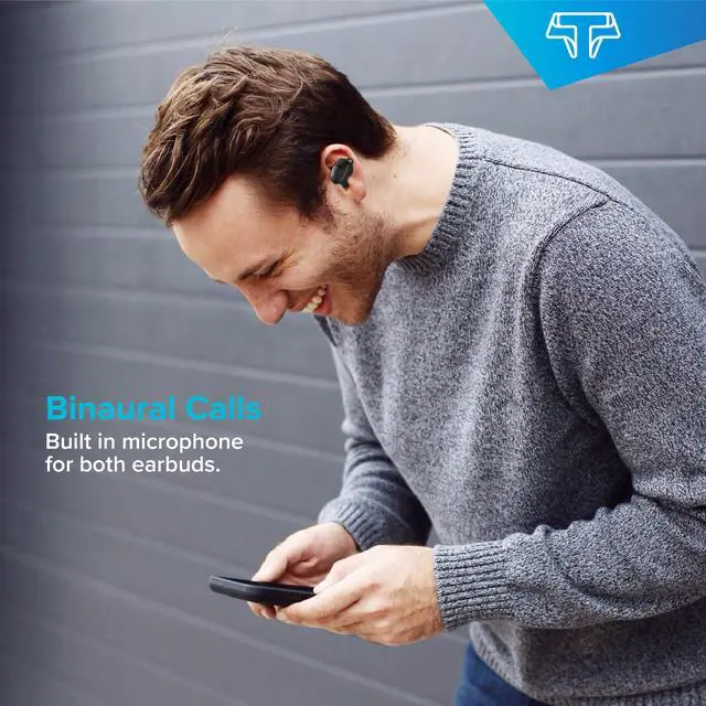 Alt view image 2 of 7 - Techsmarter Wireless Earbuds, IPX5 Waterproof True Wireless Stereo Bluetooth Headphones with 2600mAh Charging Case for Sport & Exercise. Compatible with Android iOS iPhones Galaxies