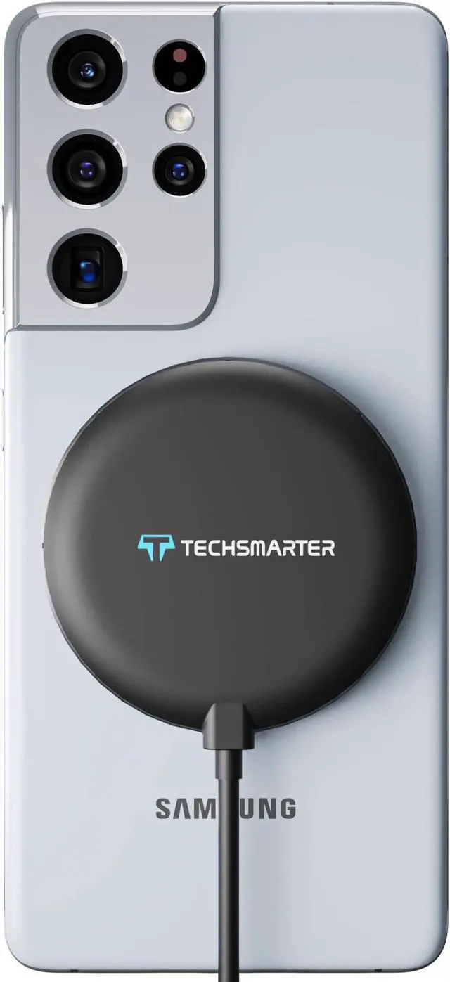 Main image of Techsmarter 15W Wireless Charger Pad with Suction Cups. Compatible with iPhone 13, 12, 11, XS, X, XR, 8, Samsung S21, S20, S10, S9, S8, S7, Note 20, 10, 9, LG ThinQ