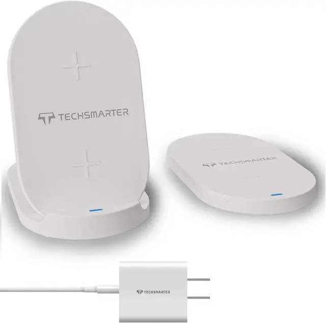 Main image of Techsmarter 15W Foldable Wireless Charger Pad with 18W Wall Charger, Compatible with iPhone 15, 14, 13, 12, 11, X, XR, XS, 8 Samsung Galaxy S23, S22, S21, S10, S9, LG thinQ, Velvet, Wing