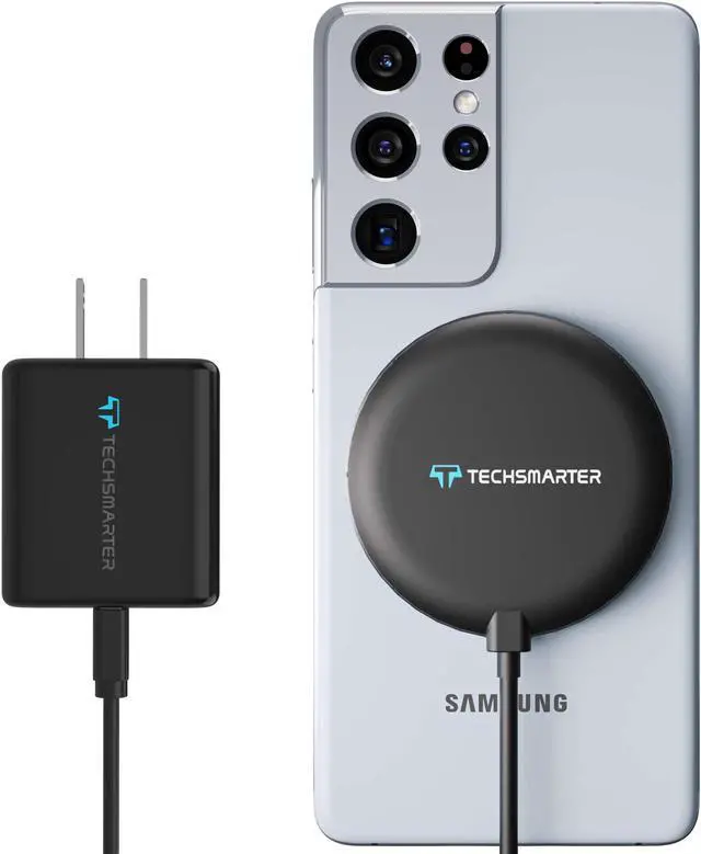 Main image of Techsmarter 15W Wireless Charger Pad with Suction Cups. Compatible with iPhone 13, 12, 11, XS, X, XR, 8, Samsung S21, S20, S10, S9, S8, S7, Note 20, 10, 9, LG ThinQ, Pixel