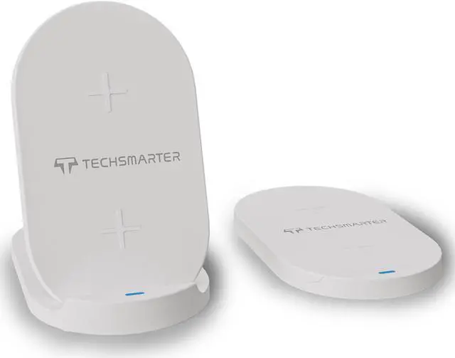 Main image of Techsmarter 15W Foldable Wireless Charger Pad & Stand. Compatible with Apple iPhone 15, 14, 13, 12, 11, X, XR, XS, 8 Samsung Galaxy S23, S22, S21, S10, S9, LG thinQ, Velvet, Wing