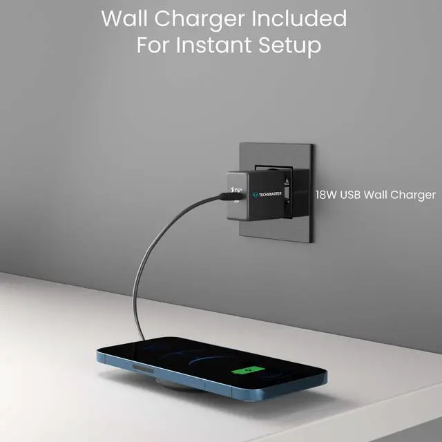 Alt view image 6 of 7 - Techsmarter 15W Wireless Charger Pad with Suction Cups. Compatible with iPhone 13, 12, 11, XS, X, XR, 8, Samsung S21, S20, S10, S9, S8, S7, Note 20, 10, 9, LG ThinQ, Pixel