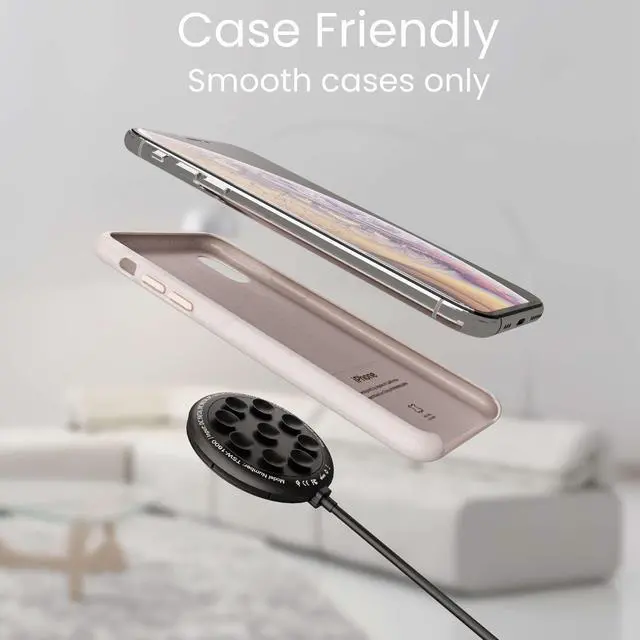 Alt view image 4 of 6 - Techsmarter 15W Wireless Charger Pad with Suction Cups. Compatible with iPhone 13, 12, 11, XS, X, XR, 8, Samsung S21, S20, S10, S9, S8, S7, Note 20, 10, 9, LG ThinQ