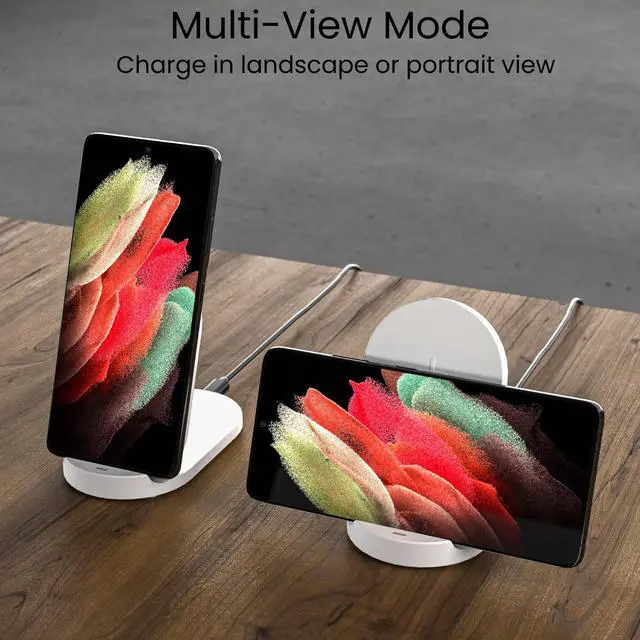 Alt view image 4 of 7 - Techsmarter 15W Foldable Wireless Charger Pad & Stand. Compatible with Apple iPhone 15, 14, 13, 12, 11, X, XR, XS, 8 Samsung Galaxy S23, S22, S21, S10, S9, LG thinQ, Velvet, Wing