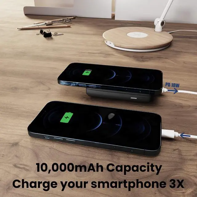 Alt view image 5 of 7 - Techsmarter 10000mAh Magnetic Wireless Qi Power Bank, 18W USB-C PD Portable Phone Charger. Compatible with iPhone 12, 13, 14 only