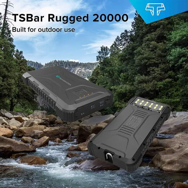 Alt view image 6 of 7 - TECHSMARTER 20000mah Rugged & Waterproof 18W USB-C PD Port Power Bank. Extreme Tactical Portable Charger Heavy Duty, Camping, Outdoor with Flashlight. Compatible with iPhone, Samsung, iPad
