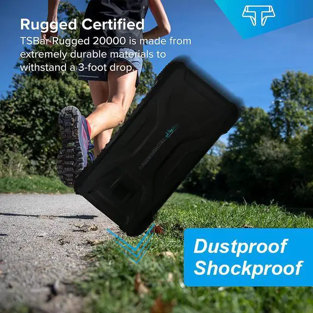 Alt view image 2 of 7 - TECHSMARTER 20000mah Rugged & Waterproof 18W USB-C PD Port Power Bank. Extreme Tactical Portable Charger Heavy Duty, Camping, Outdoor with Flashlight. Compatible with iPhone, Samsung, iPad