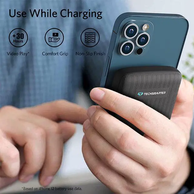 Alt view image 6 of 7 - Techsmarter 10000mAh Magnetic Wireless Qi Power Bank, 18W USB-C PD Portable Phone Charger. Compatible with iPhone 12, 13, 14 only