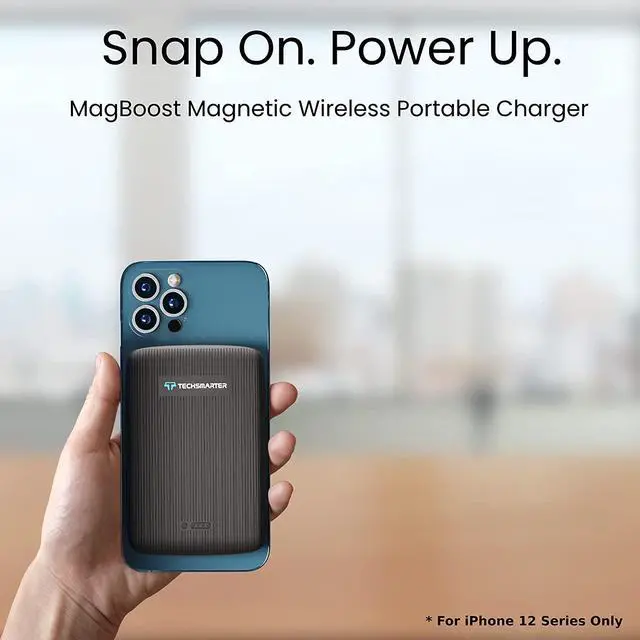 Alt view image 2 of 7 - Techsmarter 10000mAh Magnetic Wireless Qi Power Bank, 18W USB-C PD Portable Phone Charger. Compatible with iPhone 12, 13, 14 only