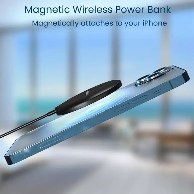 Alt view image 2 of 7 - Techsmarter Magnetic Wireless Charger, Fast Charging Pad. Compatible with iPhone 12, 13, 14, 15