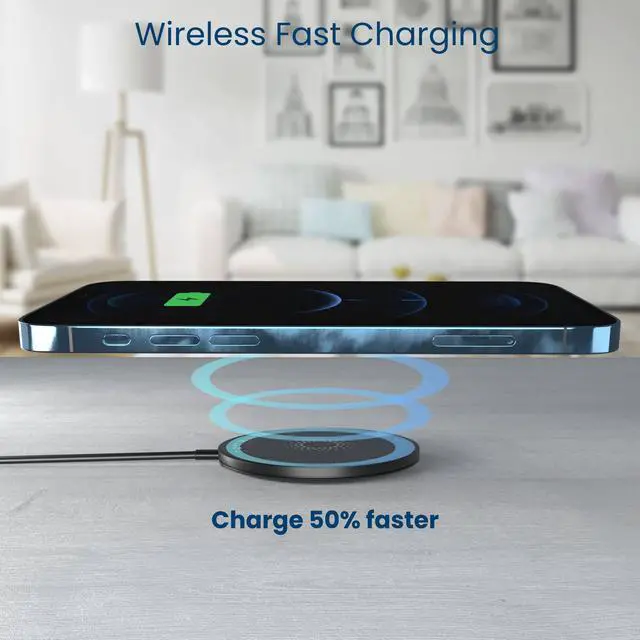 Alt view image 3 of 7 - Techsmarter 15W Magnetic Wireless Charger, Fast Charging Pad. Compatible with iPhone 12, 13, 14, 15 (Includes 20W USB-C PD Wall Charger)