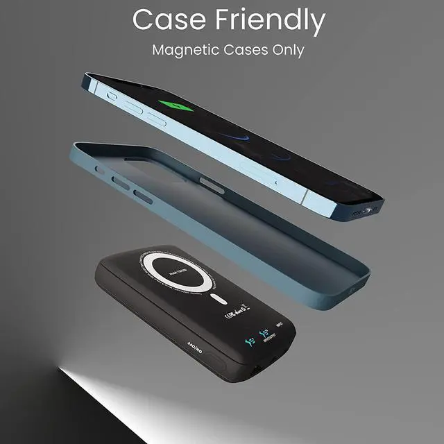 Alt view image 4 of 7 - Techsmarter 10000mAh Magnetic Wireless Qi Power Bank, 18W USB-C PD Portable Phone Charger. Compatible with iPhone 12, 13, 14 only