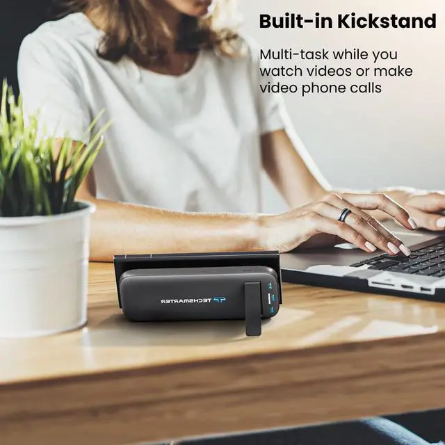 Alt view image 6 of 7 - TECHSMARTER 10000mAh 22.5W USB-C PD Wireless Power Bank Charger with Anti-Slip Suction Cups & Kickstand, Compatible with Samsung S23, S22, S21, S20, iPhone Xs, XR, 11, 12, 13, 14, 15