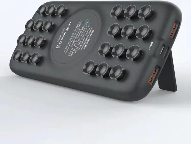 Alt view image 2 of 7 - TECHSMARTER 10000mAh 22.5W USB-C PD Wireless Power Bank Charger with Anti-Slip Suction Cups & Kickstand, Compatible with Samsung S23, S22, S21, S20, iPhone Xs, XR, 11, 12, 13, 14, 15