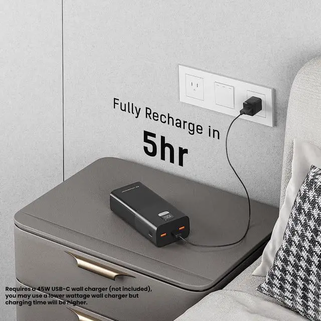 Alt view image 6 of 7 - TECHSMARTER 30000mah 65W USB-C PPS PD Power Bank with Samsung Super Fast Charging, Laptop Portable Charger Compatible with iPhone, Galaxy, iPad, MacBook, Chromebook, Steam Deck, Dell, HP