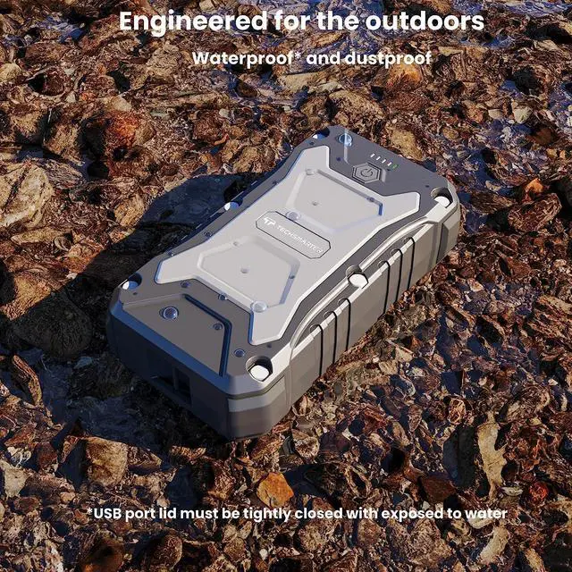 Alt view image 5 of 7 - TECHSMARTER 30000mAh 65W USB-C PD Rugged and Waterproof, 15W Wireless Charging Portable Charger. Outdoors, Hiking, Camping, Laptop Power Bank Compatible with iPhone, iPad, MacBook, Samsung, Androids