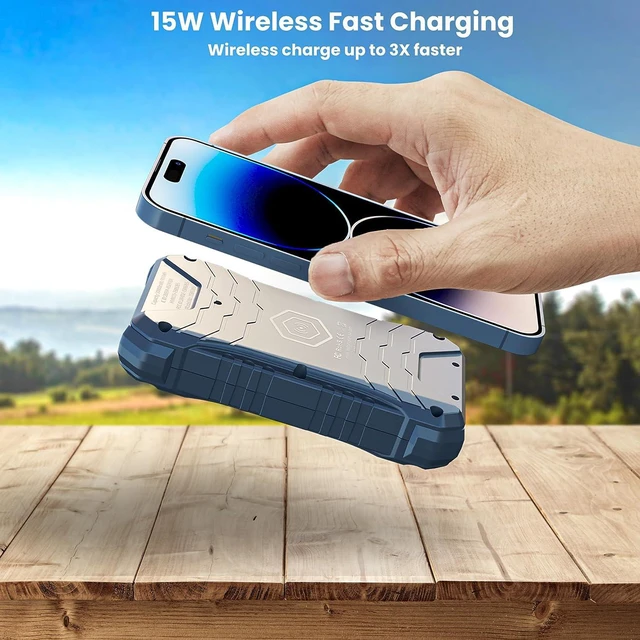 Alt view image 5 of 7 - TECHSMARTER 20000mAh Rugged & Waterproof 30W USB-C PD & 15W Wireless Charging Portable Charger Power Bank for Outdoors, Hiking, Camping, Compatible with iPhone, iPads, Samsung, Androids,