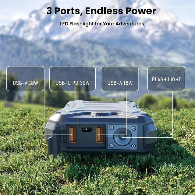 Alt view image 4 of 7 - TECHSMARTER 20000mAh Rugged & Waterproof 30W USB-C PD & 15W Wireless Charging Portable Charger Power Bank for Outdoors, Hiking, Camping, Compatible with iPhone, iPads, Samsung, Androids,