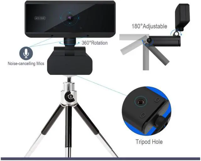 Alt view image 2 of 7 - Deyowo HD Webcam M5-H187 with Microphone,1080p/30FPS Web Camera 5M Pixels, Auotofocus,Video Calling,Conferencing, Streaming, Recording,Free Driver, Desktop,Laptop,Triptop
