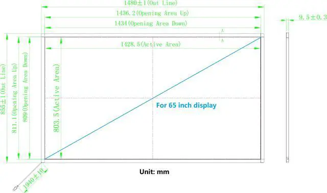 Alt view image 4 of 7 - 65 Inch 10 Points Multi-Touch Infrared Touch Overlay 65 inches IR Touch screen Panel Infrared Touch Frame USB Free Driver HID Compatible