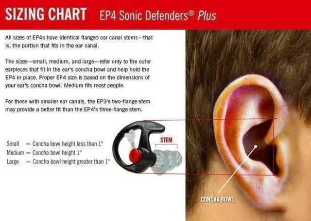 Alt view image 8 of 17 - SureFire EP4-BK-SPR Small Black Sonic Defenders Plus Hearing Protector