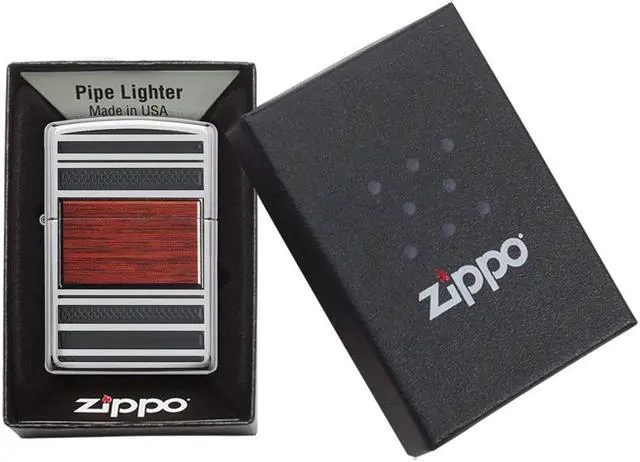 Alt view image 8 of 15 - Zippo Steel & Wood Pipe Lighter 28676