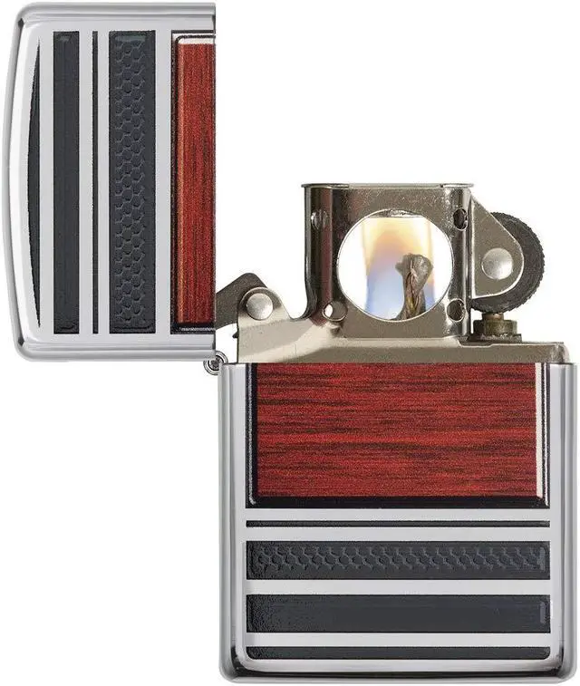 Alt view image 6 of 15 - Zippo Steel & Wood Pipe Lighter 28676