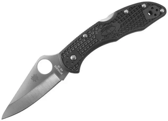 Alt view image 4 of 20 - Spyderco Delica 4 Folder 2.88 in Plain Black FRN Handle