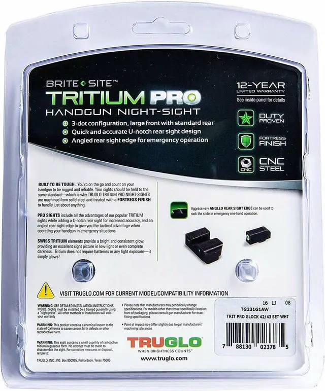 Alt view image 6 of 10 - TRUGLO TG231G1AW TRUGLO TRIT PRO FOR GLK42/43 WHT SET