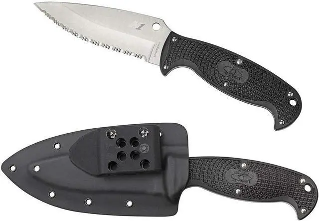 Alt view image 9 of 19 - Spyderco Jumpmaster 2 4.5" Serrated Fixed Blade Knife, Black FB24SBK2