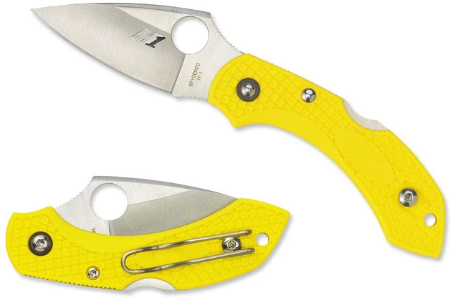 Alt view image 13 of 18 - Spyderco Dragonfly 2 Folder 2.25 in H1 Plain Yellow FRN Hndl