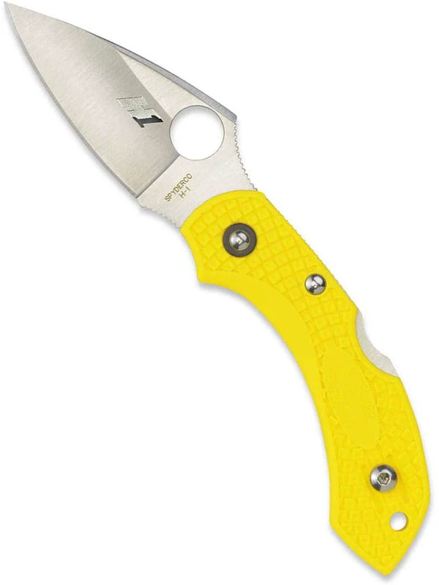 Alt view image 11 of 18 - Spyderco Dragonfly 2 Folder 2.25 in H1 Plain Yellow FRN Hndl