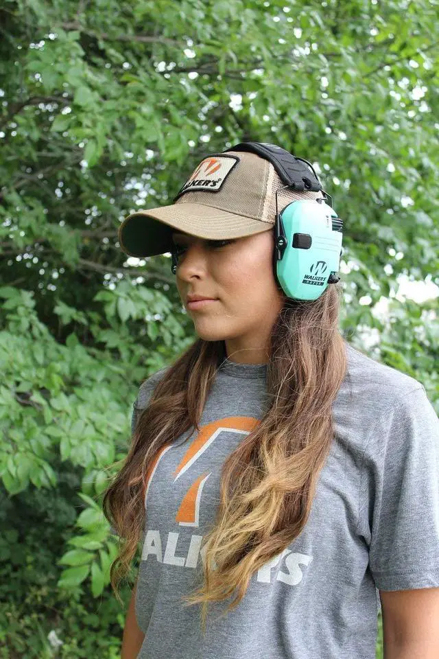 Alt view image 10 of 20 - Walkers Razor Series Slim Lo Profile Ear Muffs Hearing Protection - Light Teal