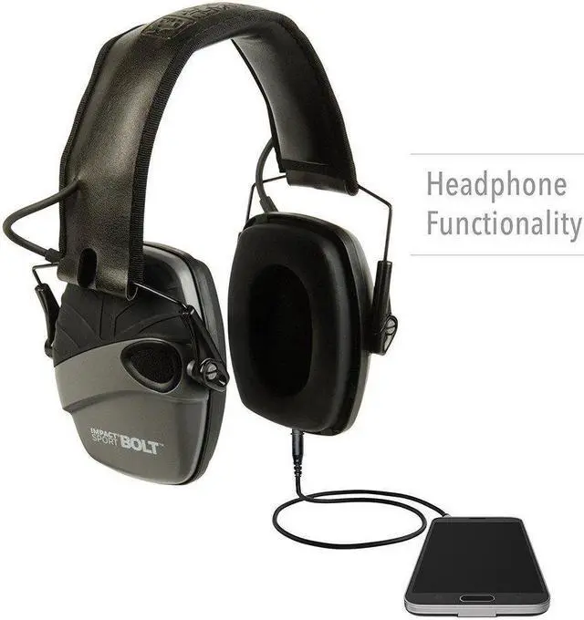 Alt view image 5 of 20 - Howard Leight Impact Sport Bolt, Earmuff, Gray, Electronic, Folding R-02232