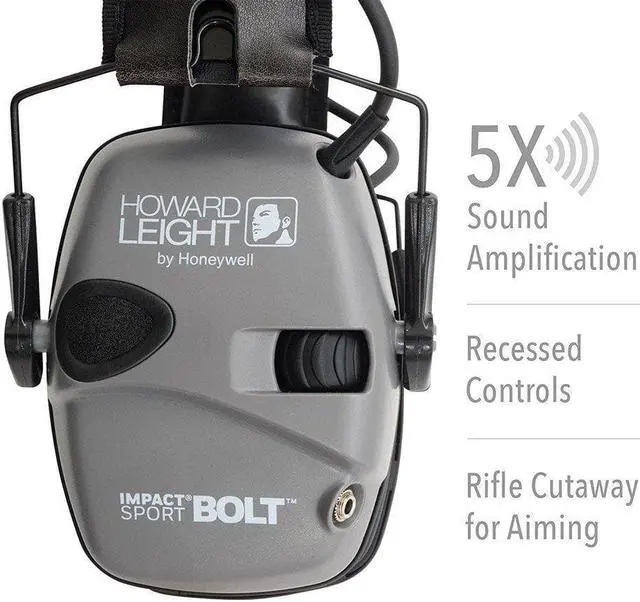 Alt view image 4 of 20 - Howard Leight Impact Sport Bolt, Earmuff, Gray, Electronic, Folding R-02232