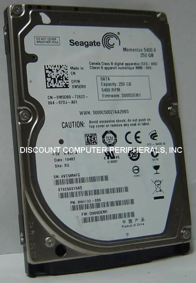 Alt view image 5 of 5 - Seagate Momentus 5400.6 ST9250315AS 250GB 5400 RPM 8MB Cache SATA 3.0Gb/s 2.5" Internal Notebook Hard Drive Bare Drive