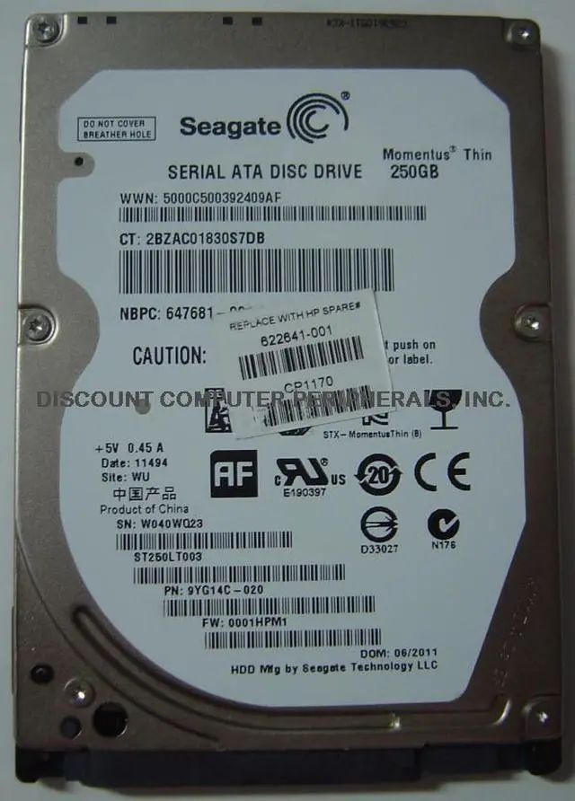 Alt view image 6 of 6 - Seagate Momentus Thin ST250LT003 250GB 5400 RPM 16MB Cache SATA 3.0Gb/s 2.5" Internal Notebook Hard Drive