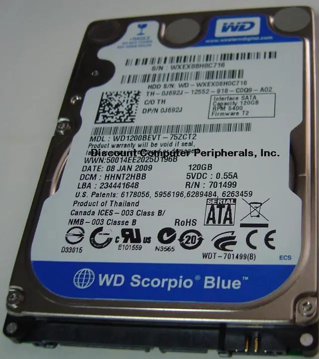 Alt view image 5 of 5 - Western Digital Scorpio Blue WD1200BEVT 120GB 5400 RPM 8MB Cache SATA 3.0Gb/s 2.5" Notebook Hard Drive Bare Drive